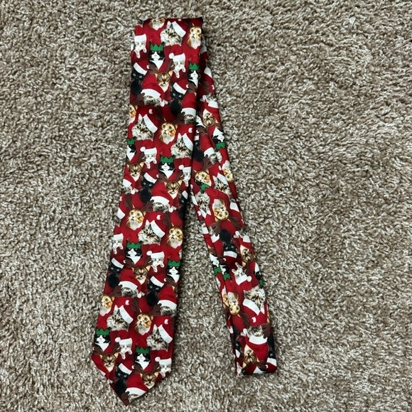 Knotty & Nice Men’s Christmas Cat Themed Novelty Tie 100% Polyester - Picture 1 of 3